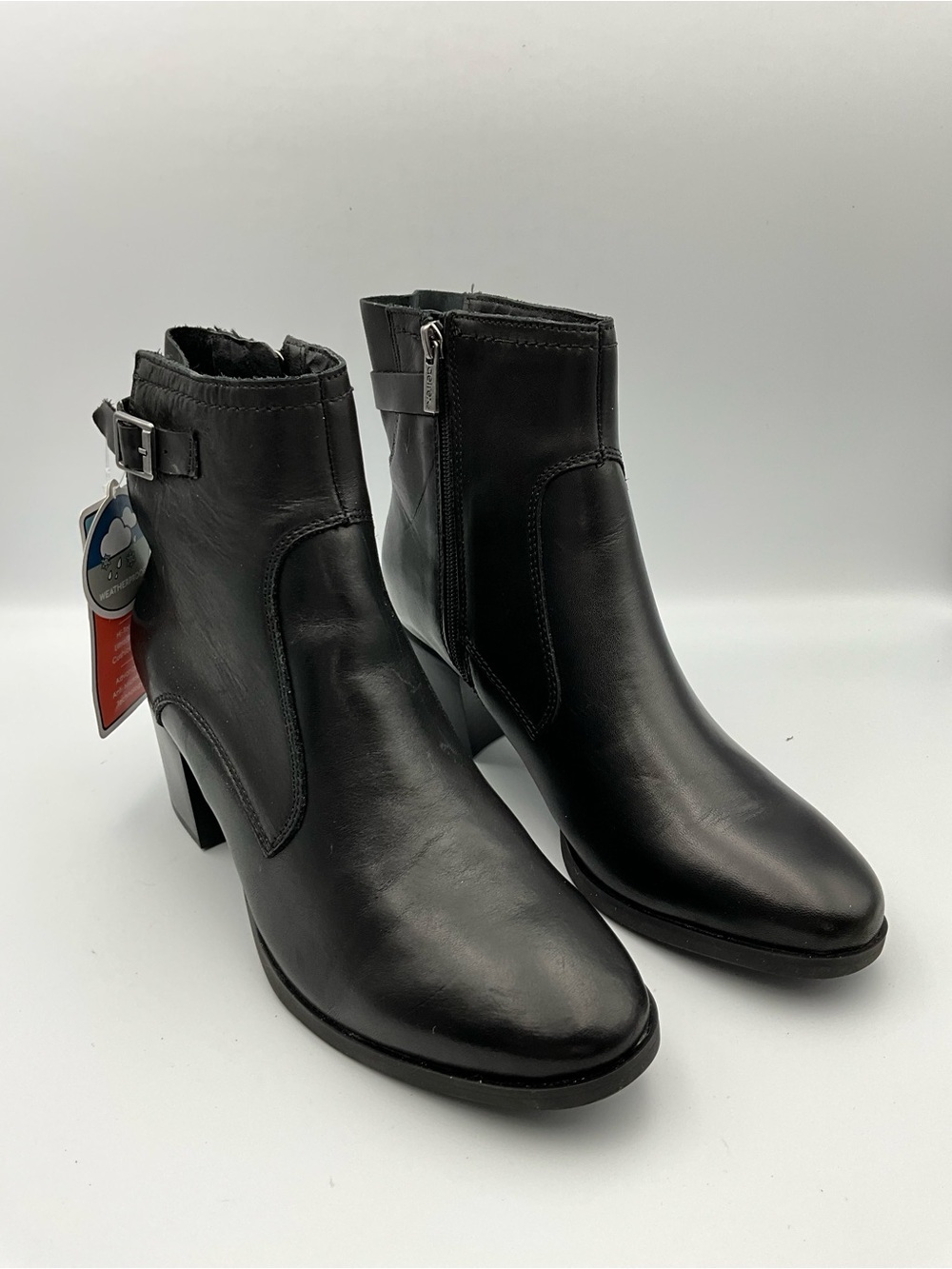 Aetrex Boots Size 7.5-8 Black Rubi Leather Ankle Boots with Side Buckle